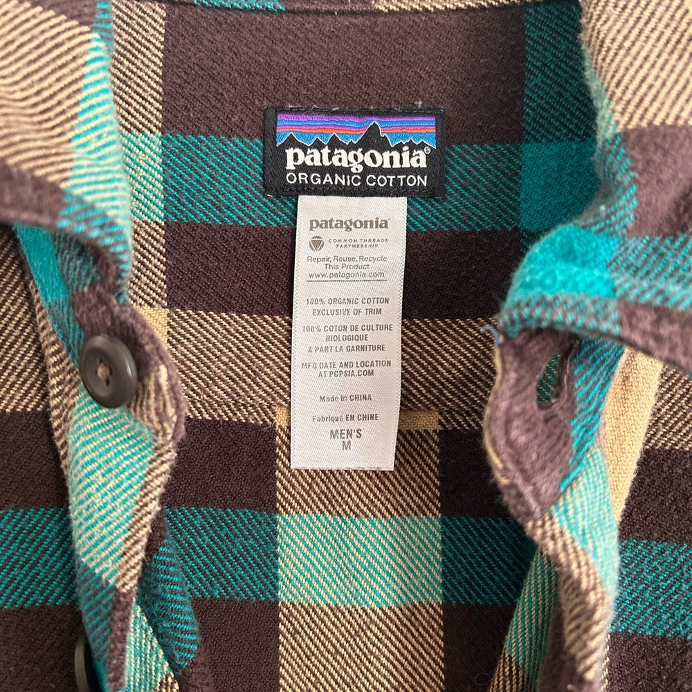 Patagonia Organic Cotton Plaid Shirt - Teal and Brown - Picture 3 of 4